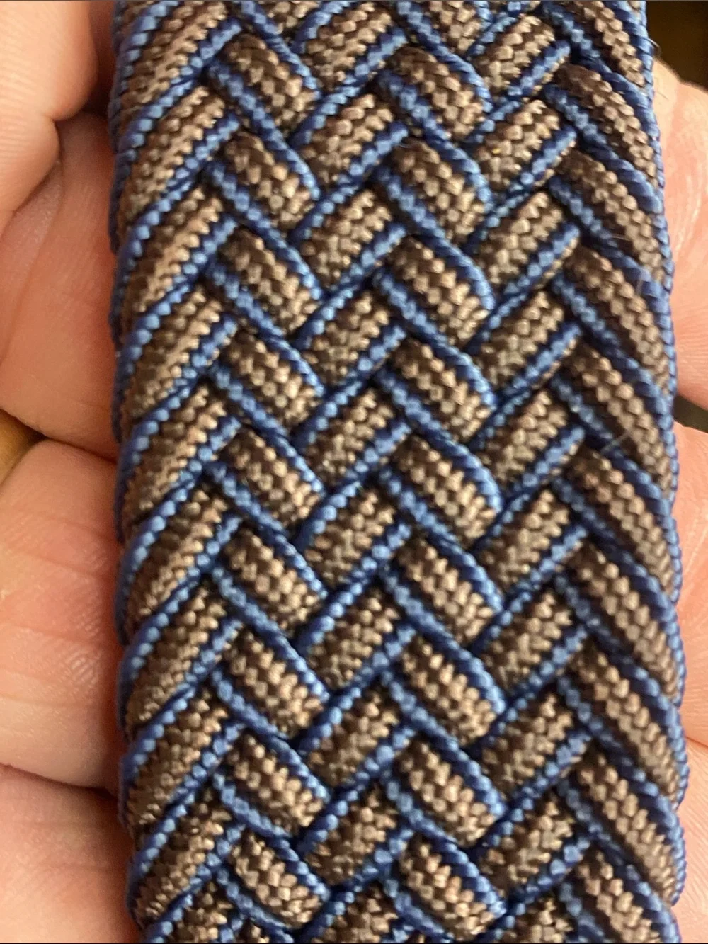 Tommy Bahama Men's Navy and Brown Braided Belt with Brown Leather Trim S/M
